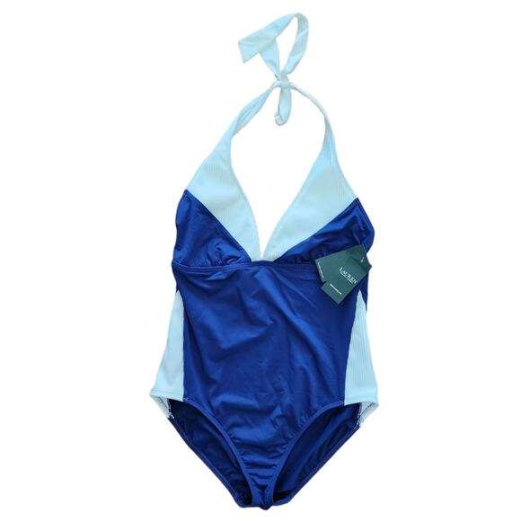 Lauren‎ Ralph Lauren Retro Inspired One Piece Halter Swimsuit 10 Vacation Beach - Picture 1 of 5